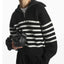 Women's Loose Lapel Striped Pullover