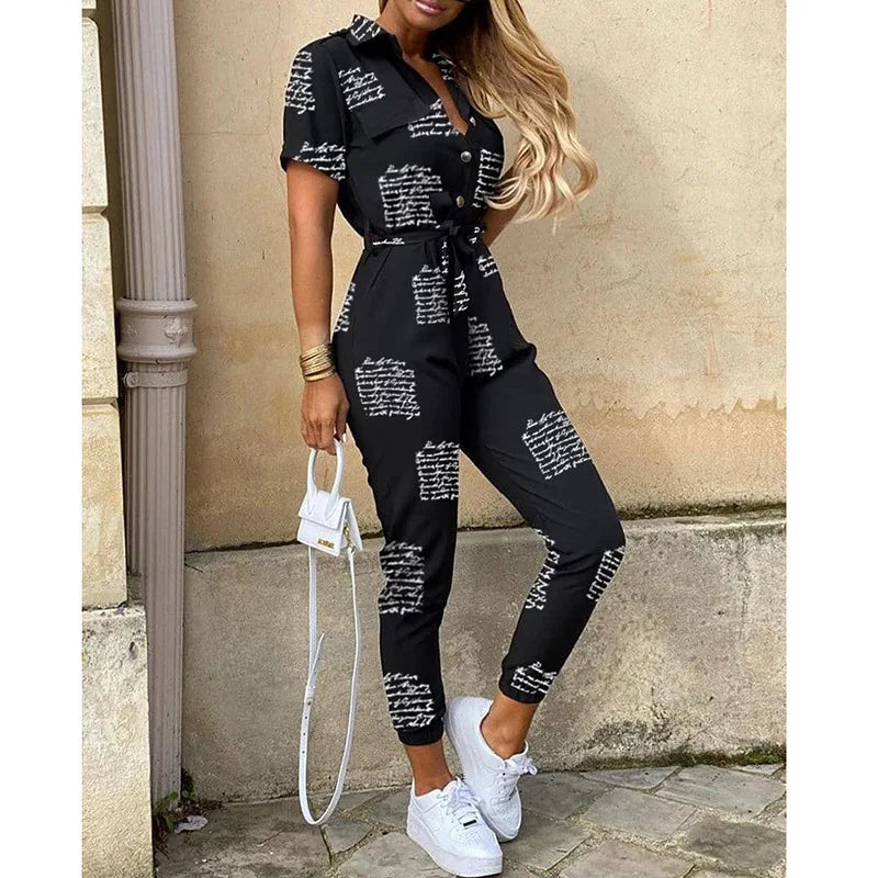 Women's Monochromatic Belted Jumpsuit