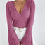 Women's Classic V-Neck Long Sleeve Fitted Top