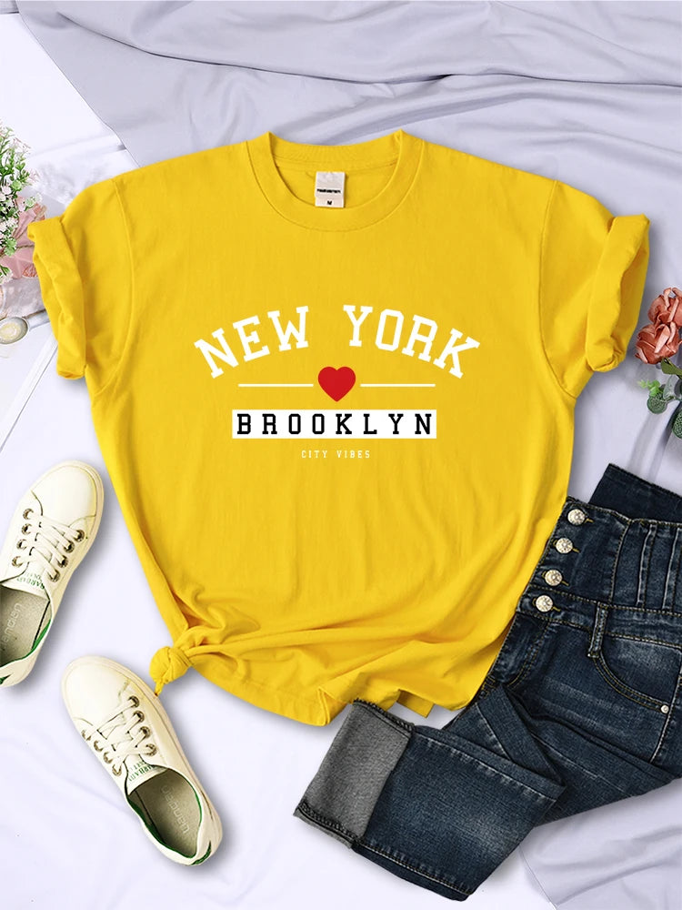 New York Brooklyn City Vibes Letter T-Shirt