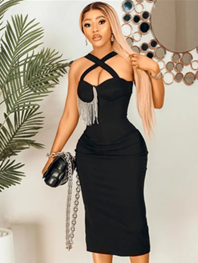 Dazzling Tassel Evening Dress