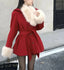 Elegant Wool Vintage Faux Fur Coat