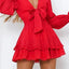 Cascading Ruffles Long Sleeve Mini Dress