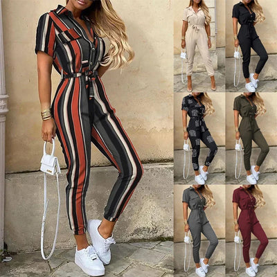 Women's Monochromatic Belted Jumpsuit