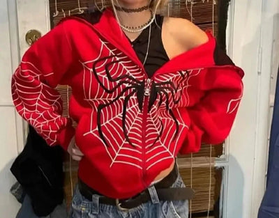 Spider Web Red Hoodie