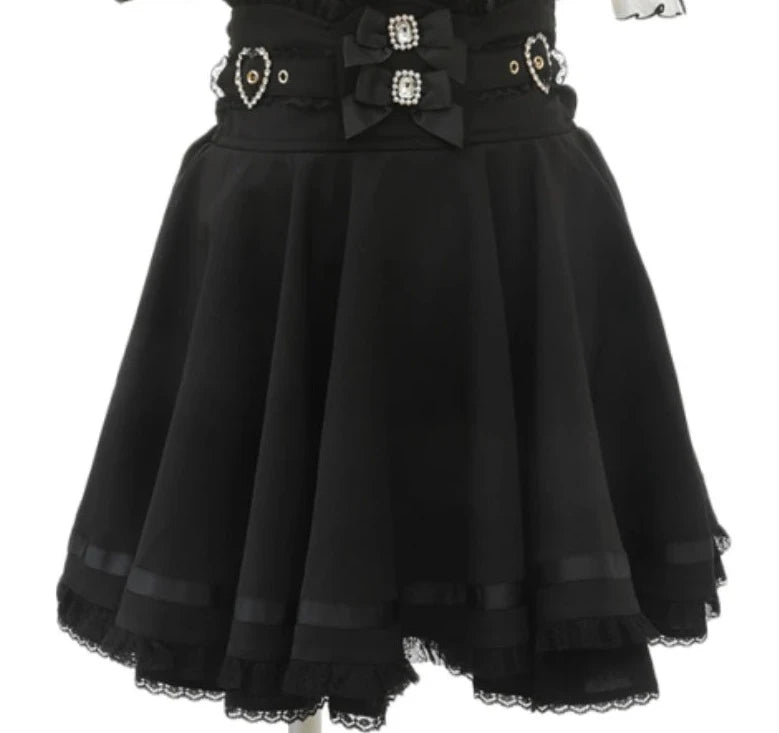 Ribbon Double Bow High Waist Skirt