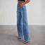 Loose Wide Leg Frayed Hem Jeans