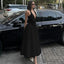 Deep V Halterneck Large Hem Dress