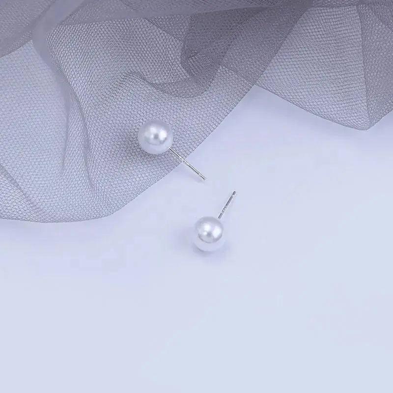 Sterling Silver Women's Pearl Stud Earrings