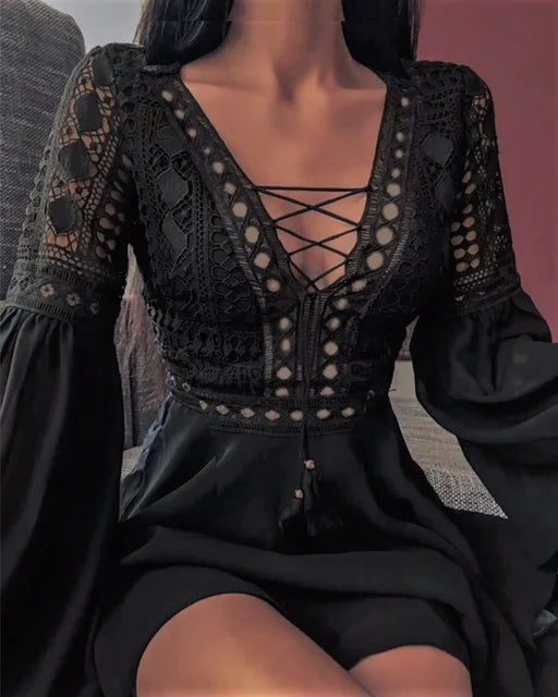 Flounce Detail A-Line Mini Dress for Women