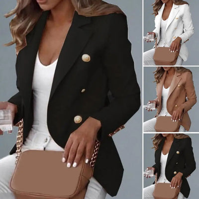 Stylish Women's Double-Breasted Suit Coat