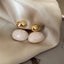 French-Inspired Gold Bean Metal Drop Earrings