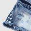 Retro Print Distressed Denim Shorts