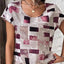 Square Print Short Sleeve Round Neck T-Shirt