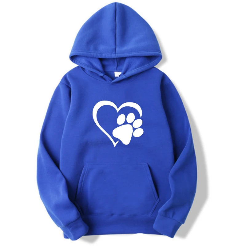 Cute Dog Paw and Heart Shape Print Hoodies