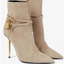Gold Lock Solid Color Pointed Toe Ankle Boots