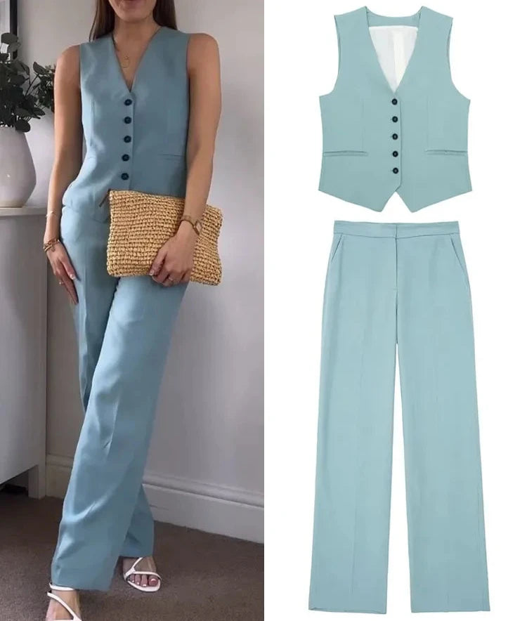 Stylish Vest Top Pant Set For Women