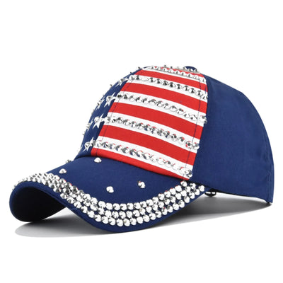 Rhinestone American Flag Baseball Cap