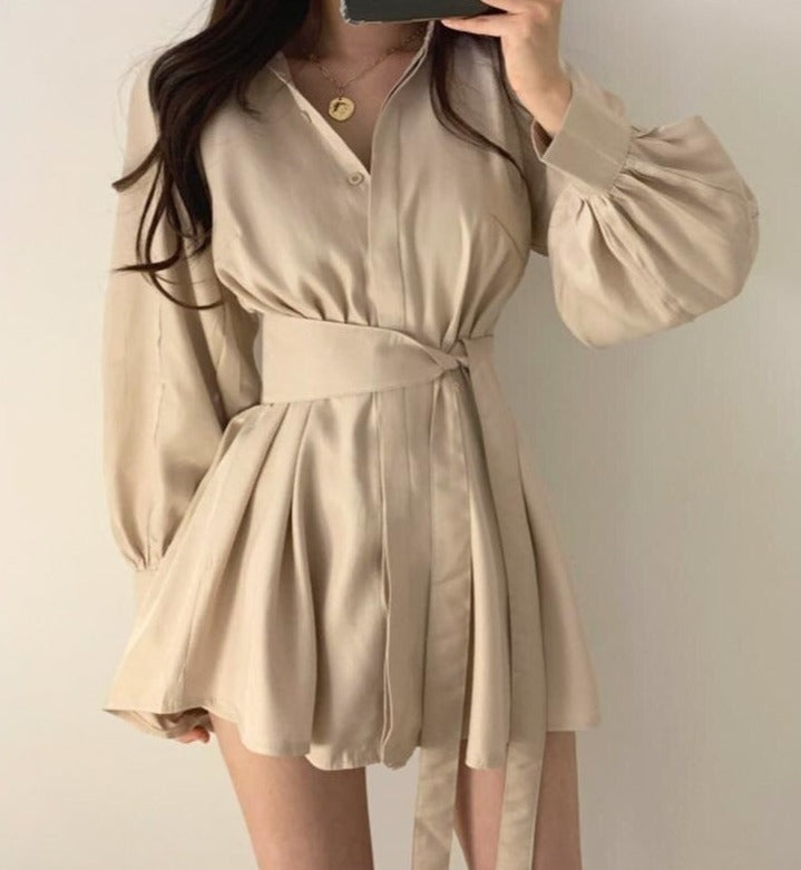 Long Waisted Blouse With Belt