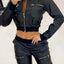 Cropped Faux Leather Jacket with Zipper Pockets