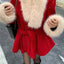 Elegant Wool Vintage Faux Fur Coat