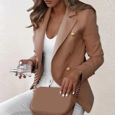 Stylish Women's Double-Breasted Suit Coat