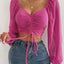 Women's Fitted Puff Sleeve Square Neck Crop Top