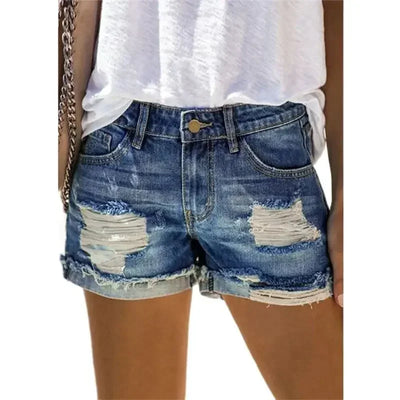 Trendy Streetwear Denim Shorts