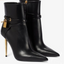 Gold Lock Solid Color Pointed Toe Ankle Boots
