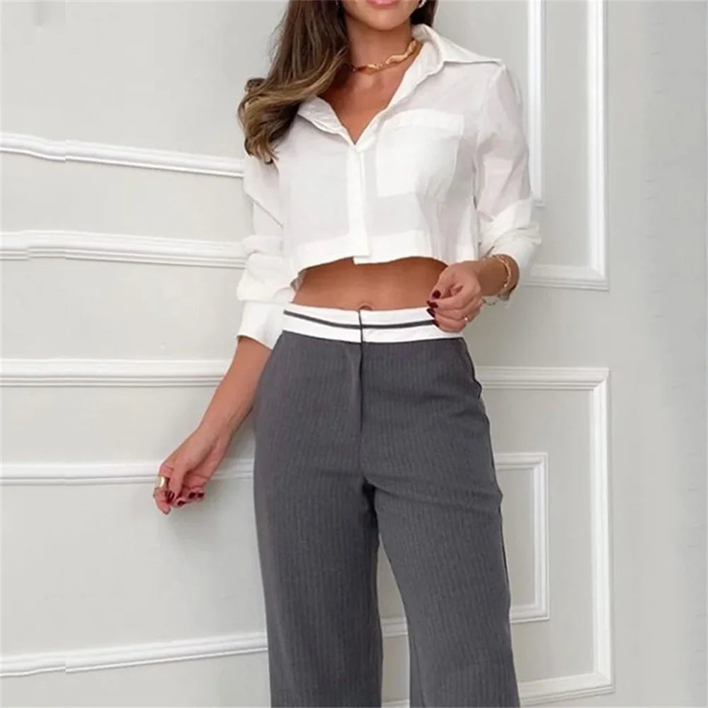 Crop Top & Stripe Waist Pants Set