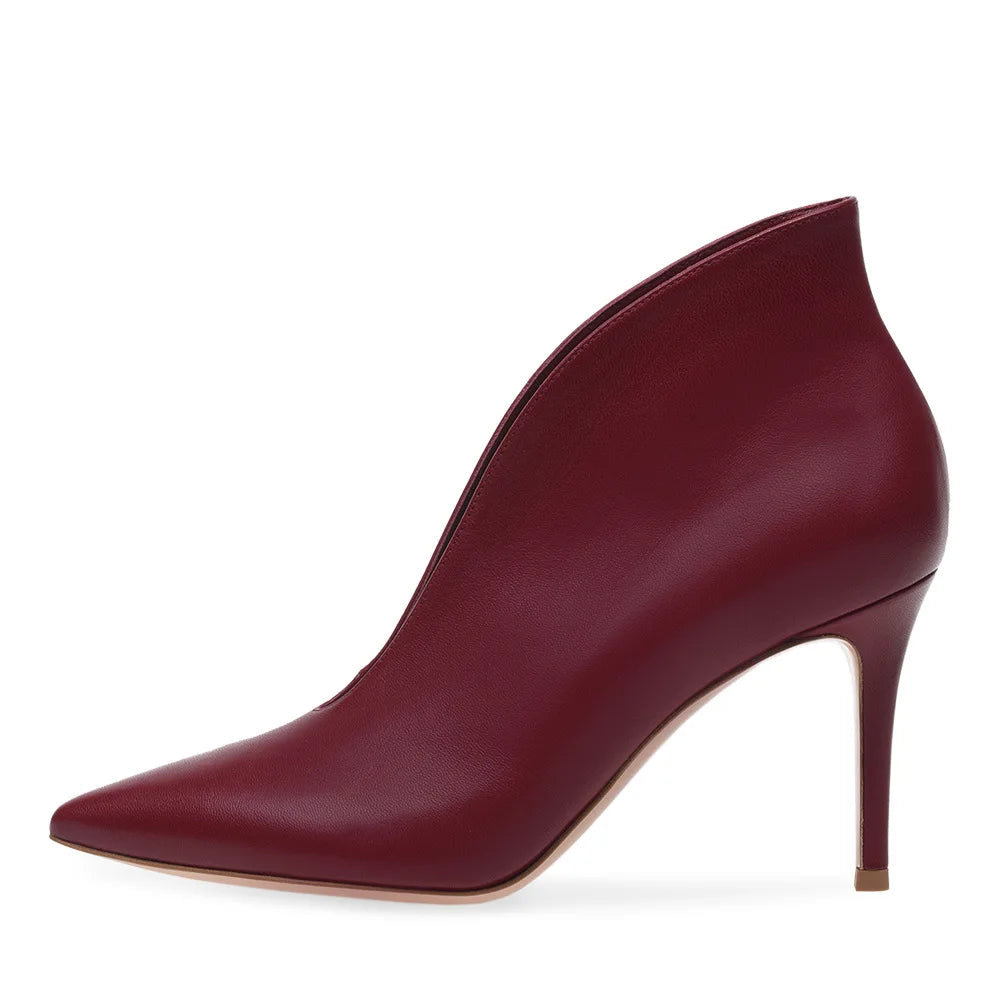 Women's Crescent Cutout Pointed Toe Stiletto Ankle Boots