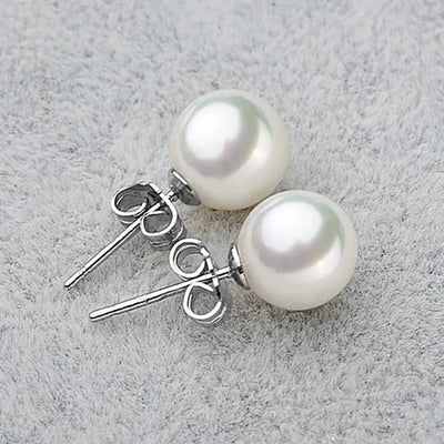 Sterling Silver Women's Pearl Stud Earrings