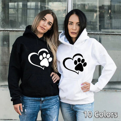 Cute Dog Paw and Heart Shape Print Hoodies