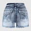Retro Print Distressed Denim Shorts