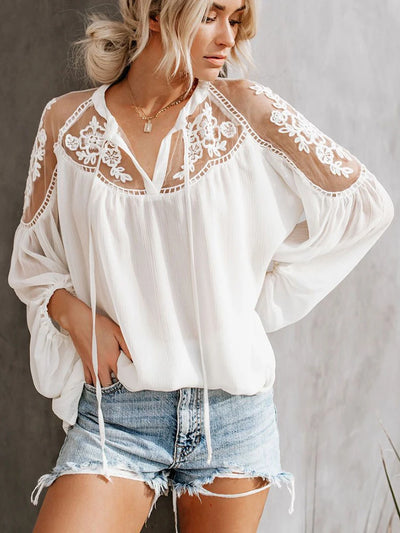 Embroidery Detail Lace Blouse