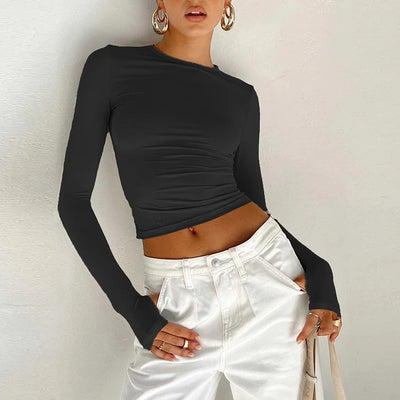 Long Sleeve Crew Neck Crop Top