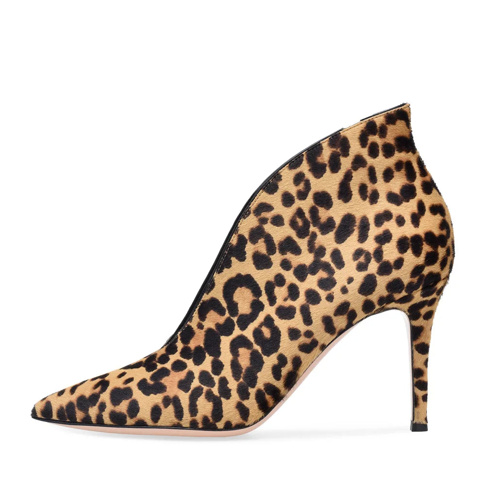 Women's Crescent Cutout Pointed Toe Stiletto Ankle Boots