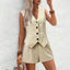 Elegant Solid Vest & Shorts Set