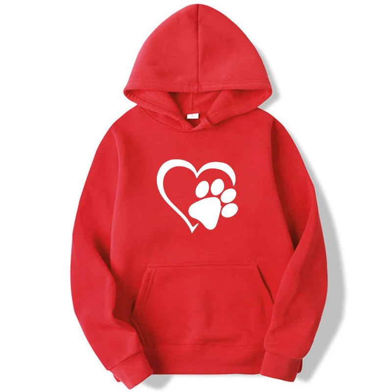 Cute Dog Paw and Heart Shape Print Hoodies