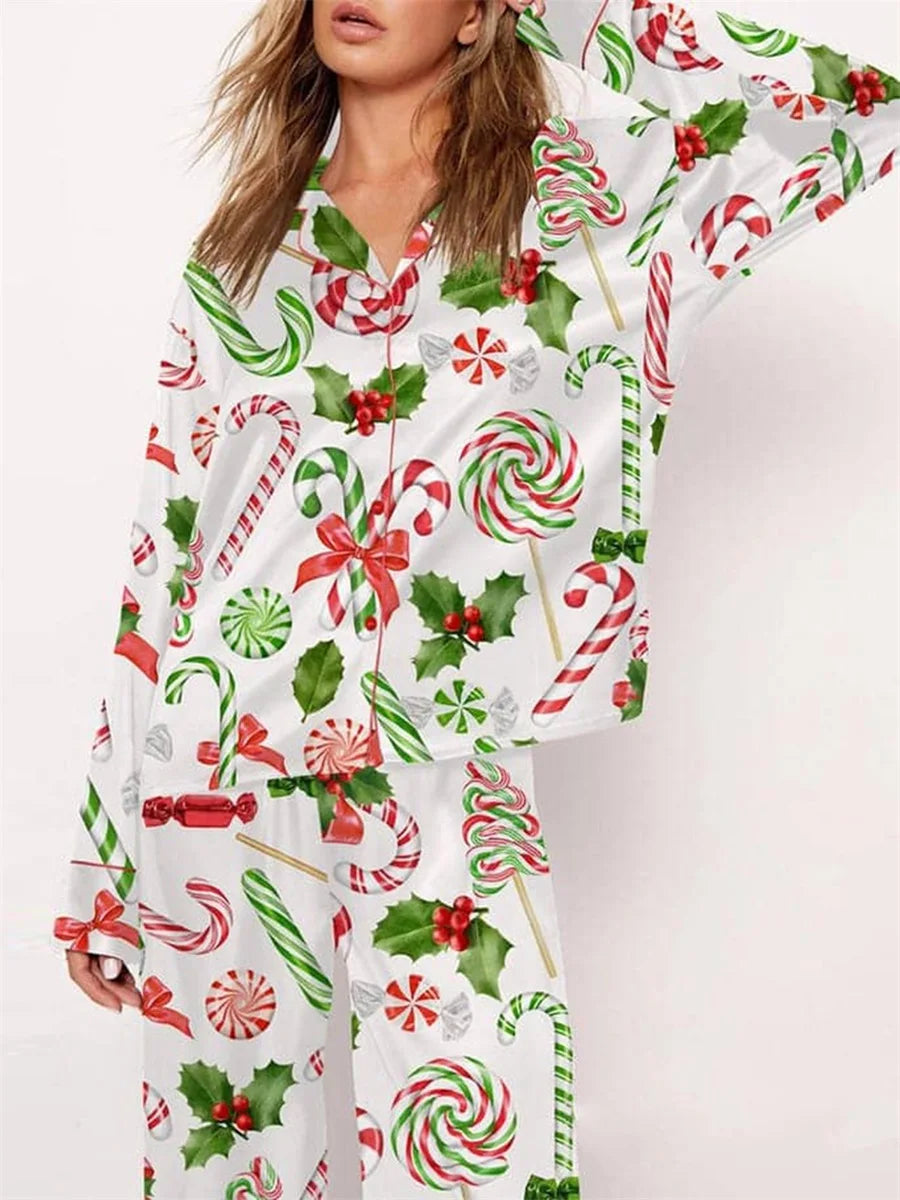 Women’s Candy Cane Christmas Pajama Set