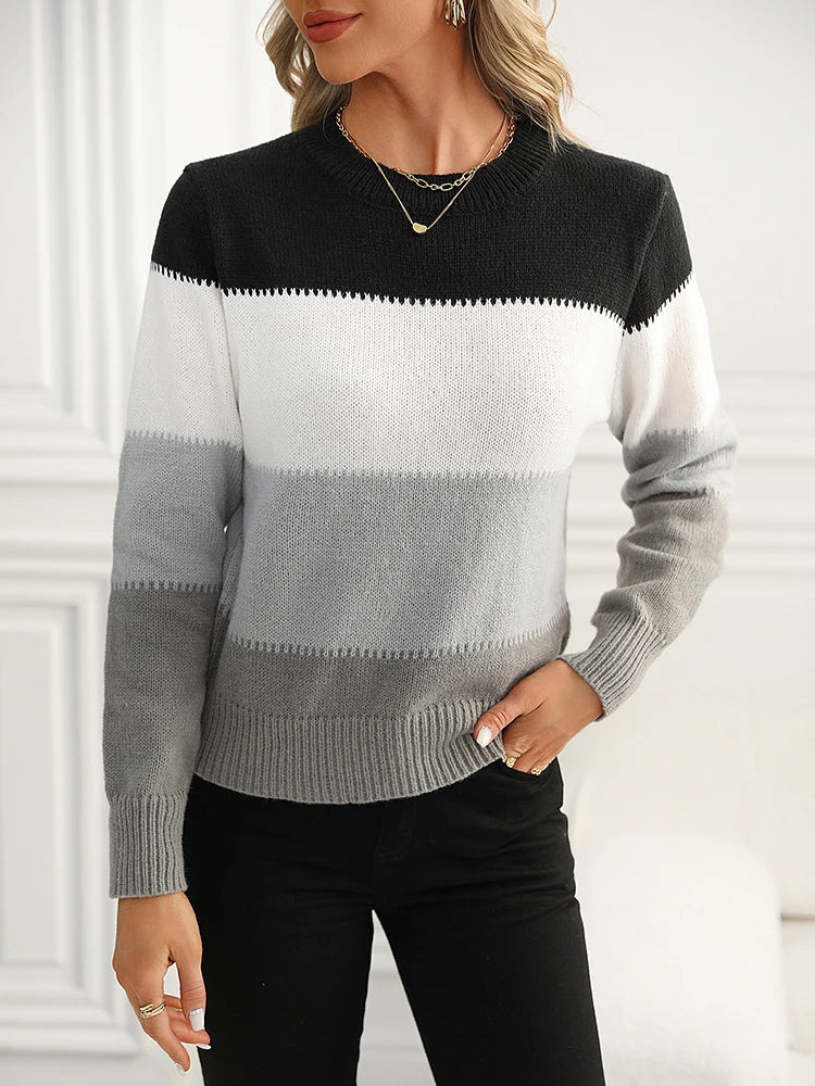 Soft Contrast Color Pullover