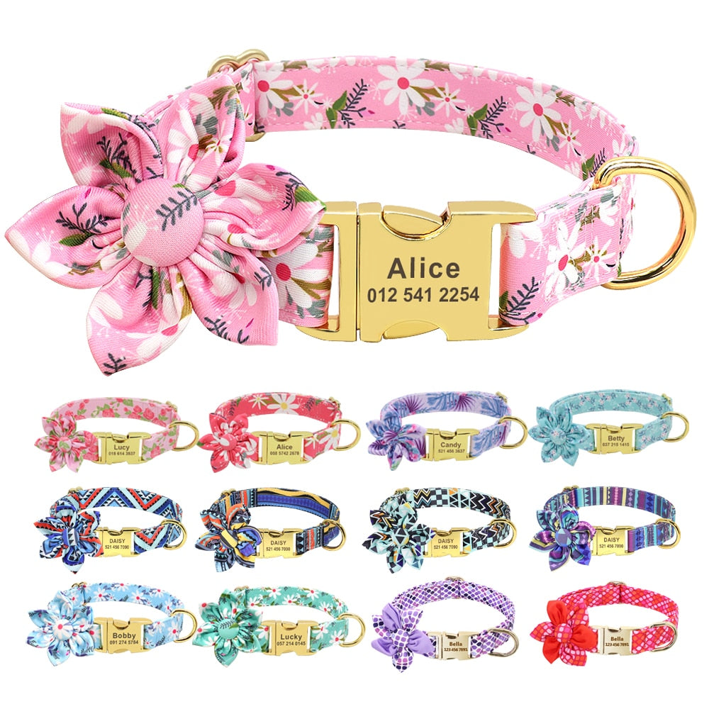 Personalized Flower Pet Collar